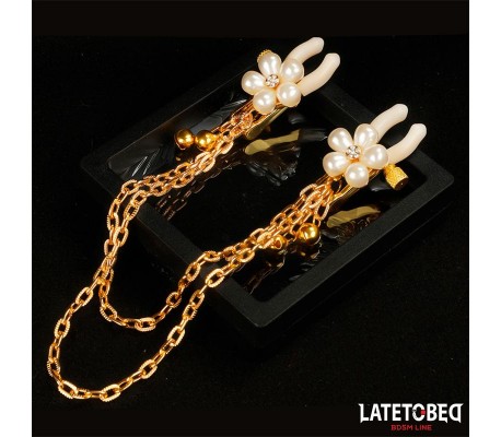 Pinzas para Pezones con Cadena y Flor de Perlas
