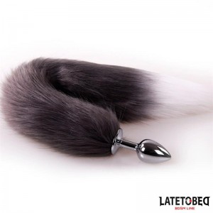 Plug Anal con Cola Blanco y Negro 40 cm