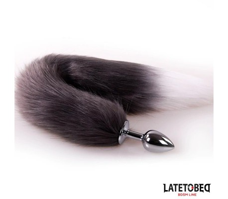 Plug Anal con Cola Blanco y Negro 40 cm