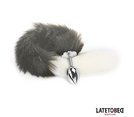 Plug Anal con Cola Blanco y Negro 40 cm