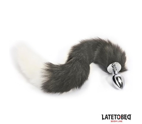 Plug Anal con Cola Blanco y Negro 40 cm