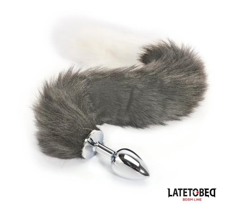 Plug Anal con Cola Blanco y Negro 40 cm