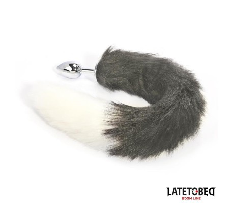 Plug Anal con Cola Blanco y Negro 40 cm
