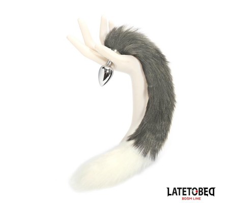 Plug Anal con Cola Blanco y Negro 40 cm