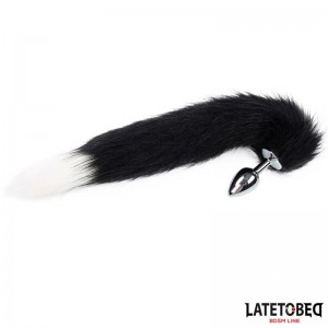 Plug Anal con Cola Blanco y Negro 40 cm