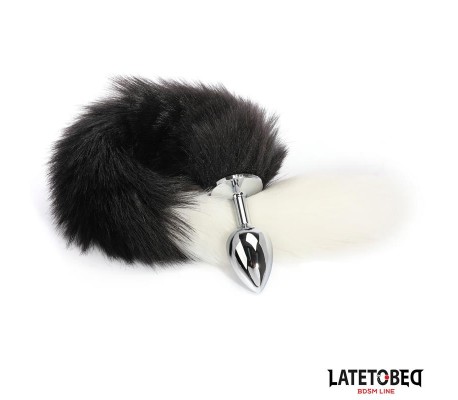 Plug Anal con Cola Blanco y Negro 40 cm