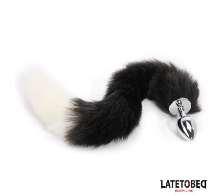 Plug Anal con Cola Blanco y Negro 40 cm