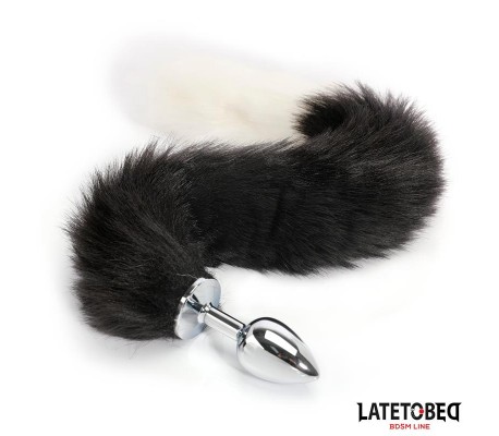 Plug Anal con Cola Blanco y Negro 40 cm