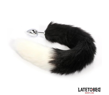 Plug Anal con Cola Blanco y Negro 40 cm