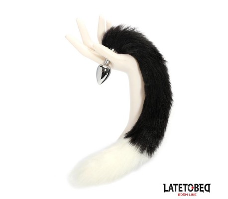 Plug Anal con Cola Blanco y Negro 40 cm