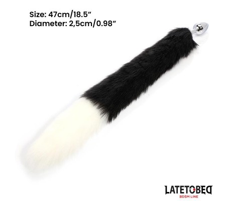 Plug Anal con Cola Blanco y Negro 40 cm