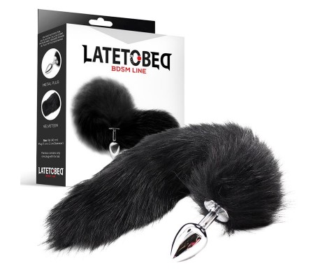 Plug Anal de Metal con Cola de Zorro Sedoso 40 cm Negro