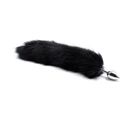 Plug Anal de Metal con Cola de Zorro Sedoso 40 cm Negro