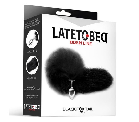 Plug Anal de Metal con Cola de Zorro Sedoso 40 cm Negro