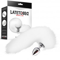 Plug Anal Metal con Cola de Zorro Sedoso 40 cm Blanco