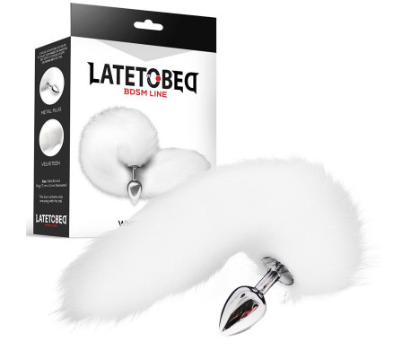 Plug Anal Metal con Cola de Zorro Sedoso 40 cm Blanco