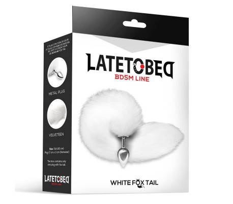 Plug Anal Metal con Cola de Zorro Sedoso 40 cm Blanco