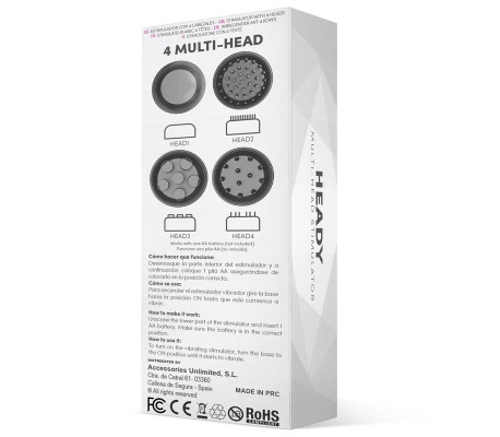 Heady Estimulador con 4 Cabezales Negro
