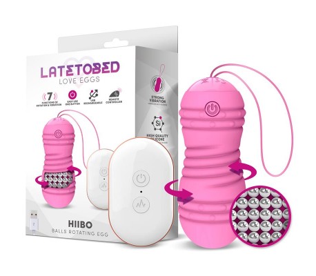 Hiibo Huevo Vibrador con Rotación Control Remoto USB Silicona Rosa