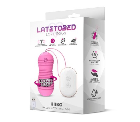 Hiibo Huevo Vibrador con Rotación Control Remoto USB Silicona Rosa