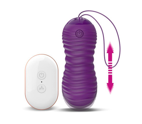 Orio Huevo Vibrador y Movimiento Telescópico Up and Down Control Remoto Púrpura