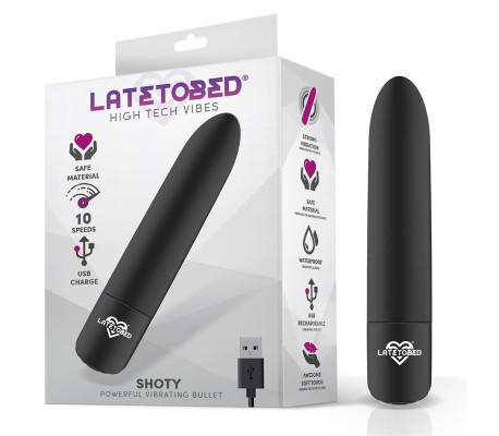 Shoty Bala Vibradora USB 10 Velocidades Potente Motor Negro