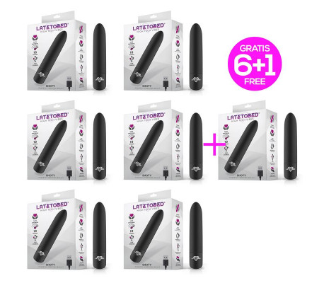 Pack 6 +1 Shoty Bala Vibradora USB 10 Velocidades Potente Motor Negro