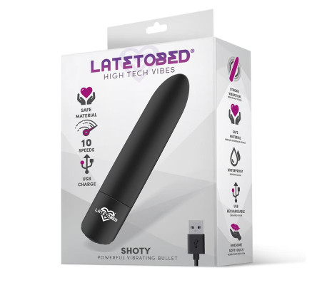Shoty Bala Vibradora USB 10 Velocidades Potente Motor Negro