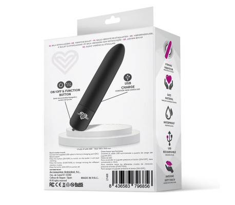 Shoty Bala Vibradora USB 10 Velocidades Potente Motor Negro