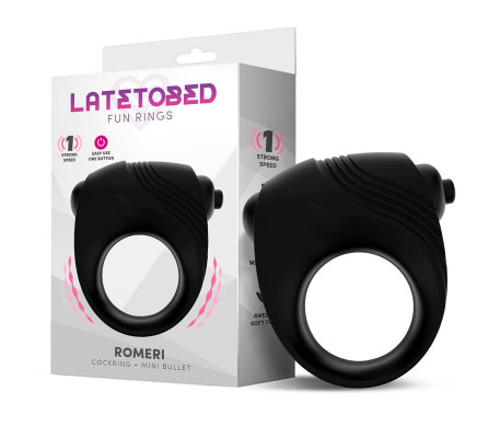 Romeri Anillo + Bala Vibradora Silicona Negro