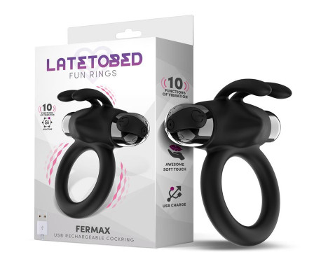 Fermax Anillo Vibrador con Conejito USB Silicona Negro