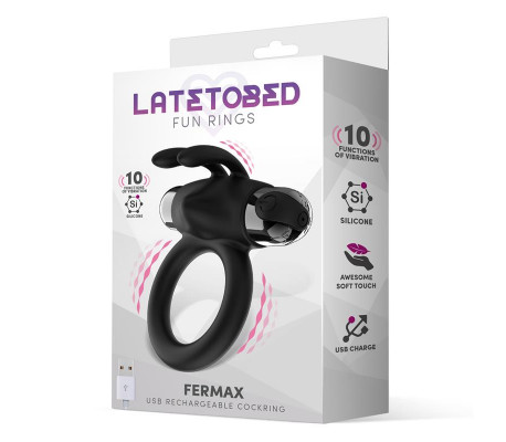 Fermax Anillo Vibrador con Conejito USB Silicona Negro