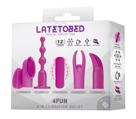 4Fun Bala Vibrador y 4 Fundas USB Impermeable Silicona