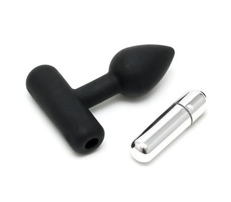Rimba Latex Play Plug Anal con Bala Vibradora Color Negro