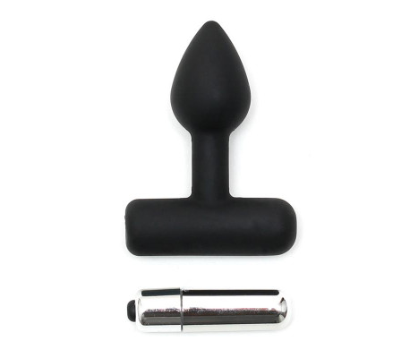 Rimba Latex Play Plug Anal con Bala Vibradora Color Negro
