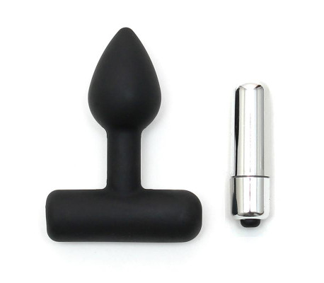 Rimba Latex Play Plug Anal con Bala Vibradora Color Negro