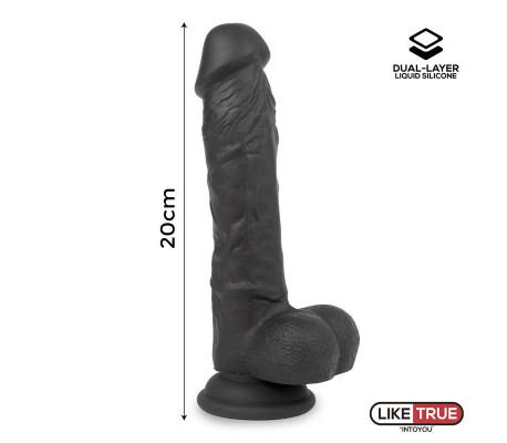 Dildo Realista Silicona Líquida Dual Layer 8 Negra