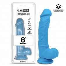 Dildo Realista Silicona Líquida Dual Layer 8 Azul