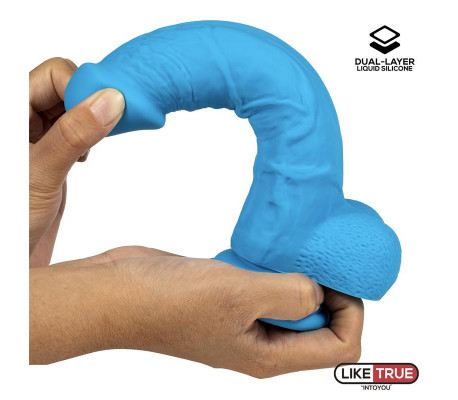 Dildo Realista Silicona Líquida Dual Layer 8 Azul