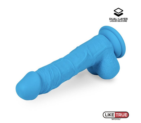 Dildo Realista Silicona Líquida Dual Layer 8 Azul