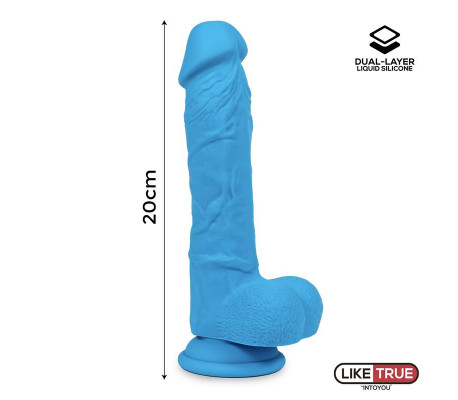 Dildo Realista Silicona Líquida Dual Layer 8 Azul