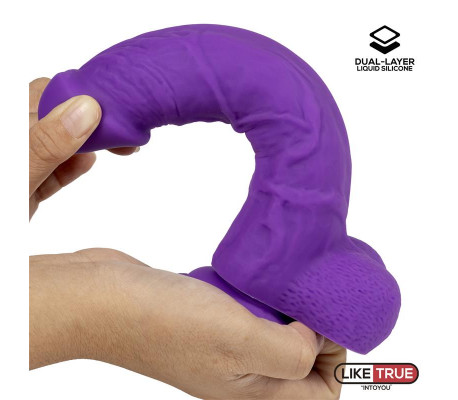 Dildo Realista Silicona Líquida Dual Layer 8 Púrpura