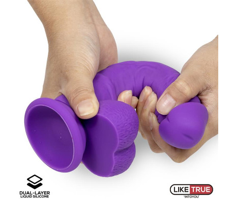 Dildo Realista Silicona Líquida Dual Layer 8 Púrpura