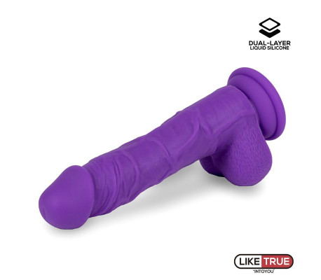 Dildo Realista Silicona Líquida Dual Layer 8 Púrpura