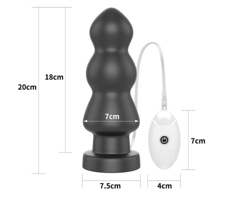 Plug Anal con Vibración King Sized 7.8 Negro