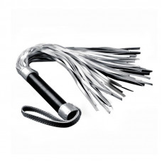 Flogger Cuero Sintético Plateado y Negro