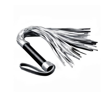 Flogger Cuero Sintético Plateado y Negro