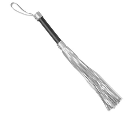 Flogger Cuero Sintético Plateado y Negro