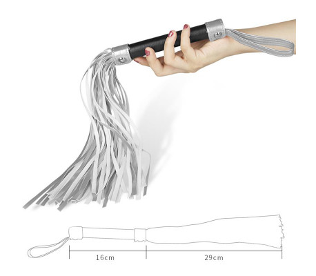Flogger Cuero Sintético Plateado y Negro