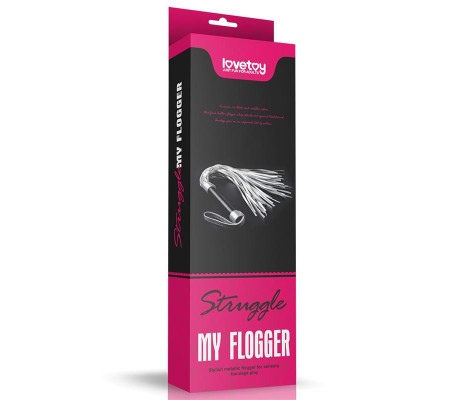 Flogger Cuero Sintético Plateado y Negro